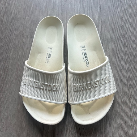 Birkenstock Cream Slide Sandals - Picture 1 of 3